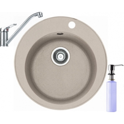 Zlewozmywak Franke ROG 610 beżowy + bateria FG 1839 + dozownik FD 300